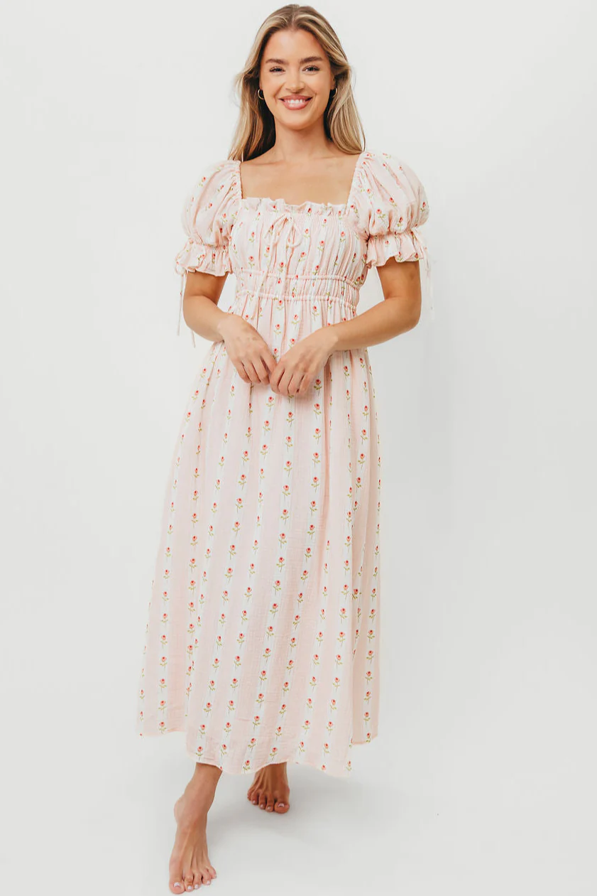 Savanna Steppe 100% Cotton Dress in Pink Rose - Bump Friendly & Inclusive Sizing