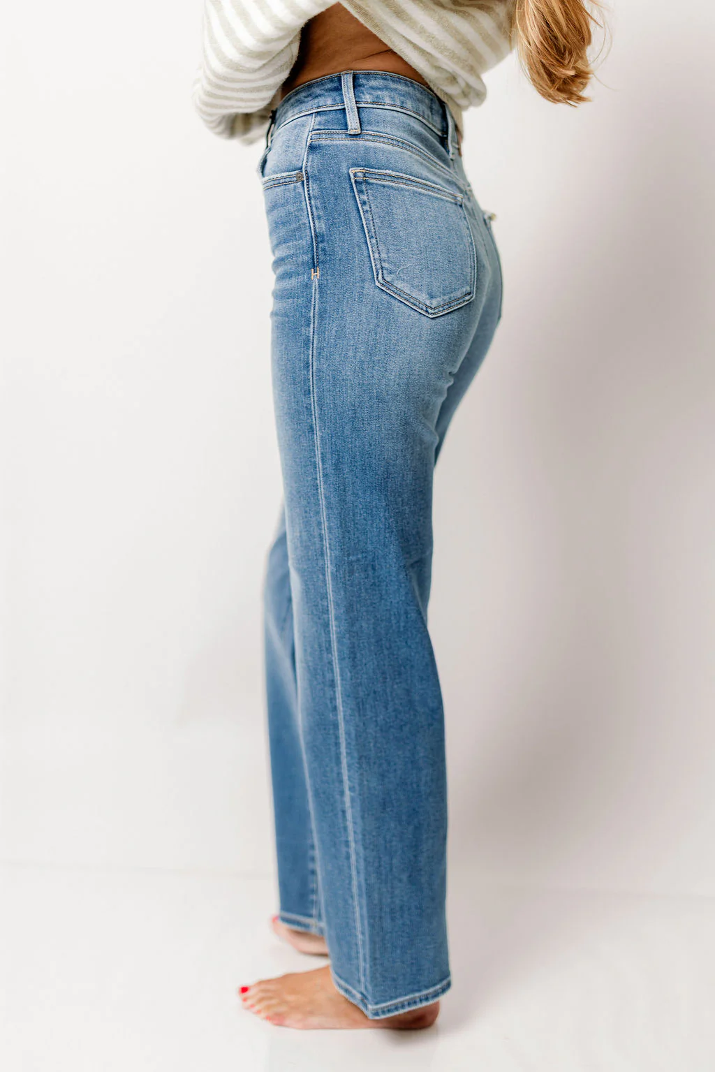 Tracey High Rise Straight Jean with 30” Inseam in Medium Dark - Image 3