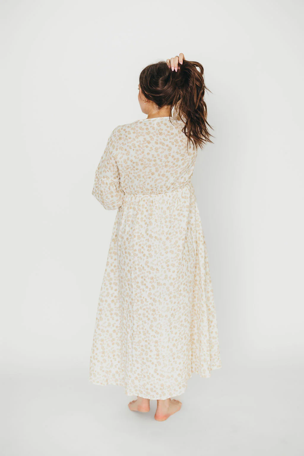 Hunter 100% Cotton Gauze Midi Dress in Natural/Fawn Floral - Bump Friendly - Image 22