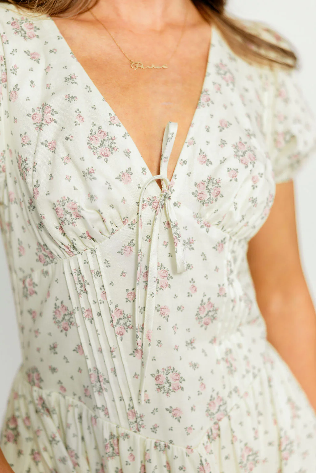 Julie Midi Dress in Ivory/Pink Floral - Image 6