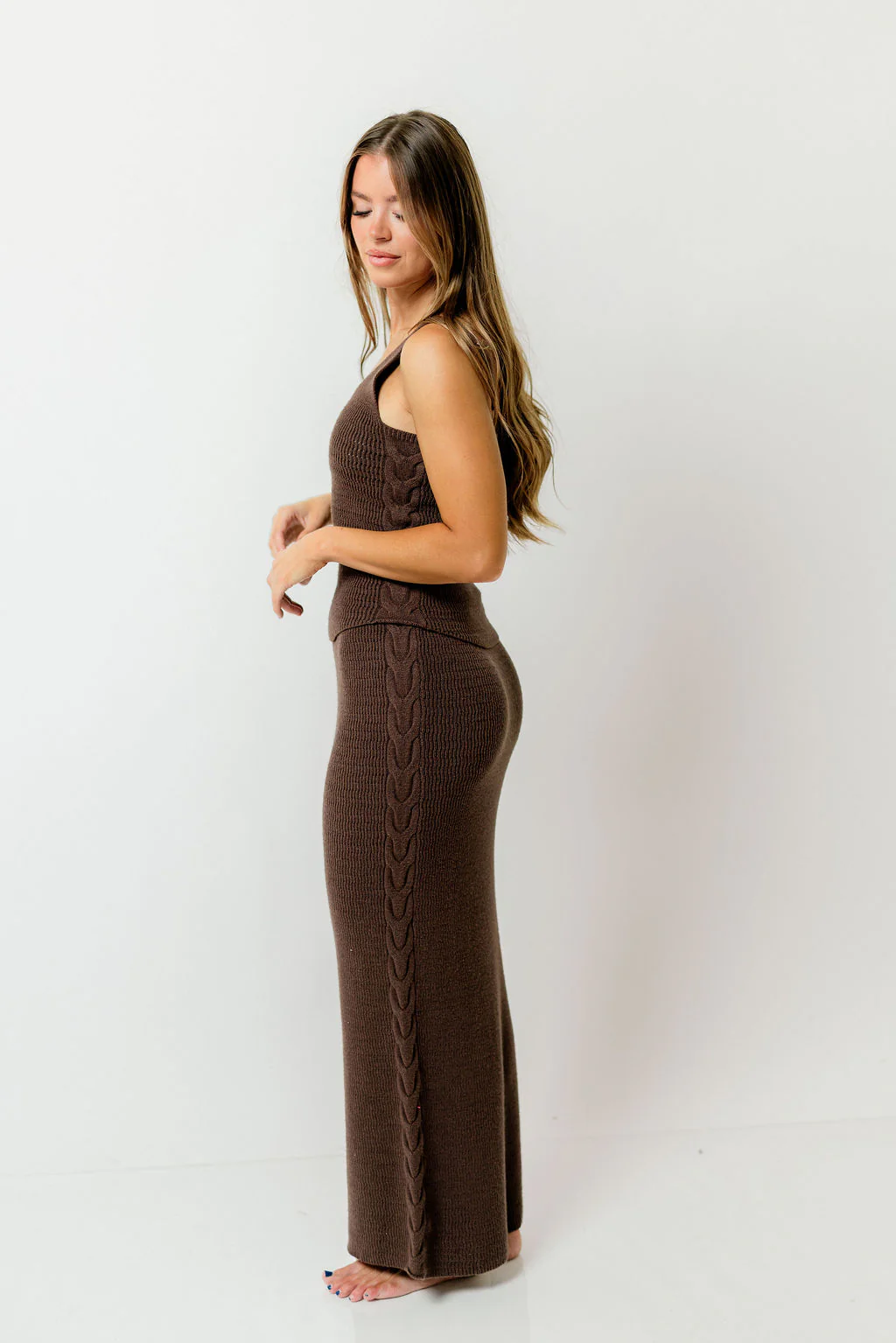 Mariella Knit Tank and Maxi Skirt Set in Brown - Image 2