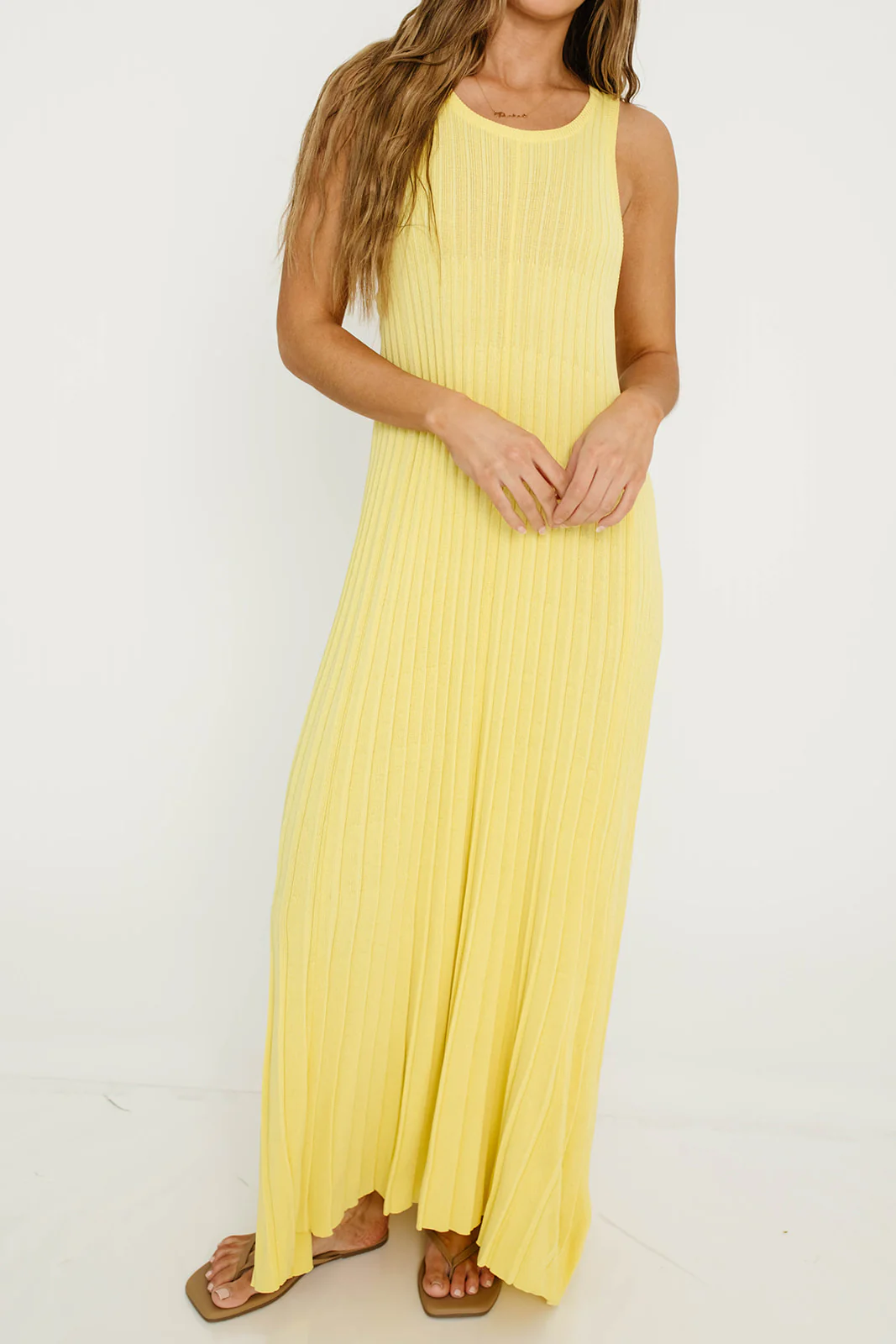 Alba Ribbed Maxi Sweater Dress in Banana