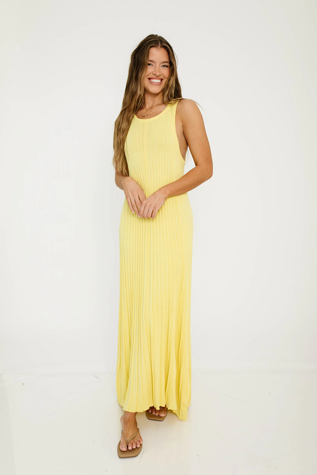 Alba Ribbed Maxi Sweater Dress in Banana - Image 3