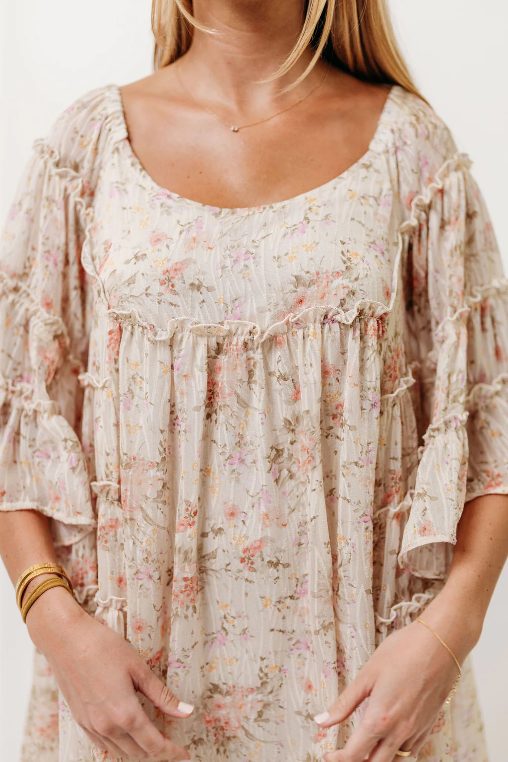 Floral Affair Mini Dress in Cream Multi - Image 6