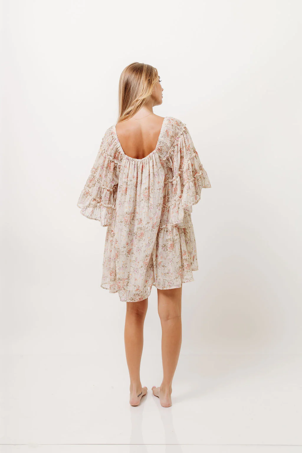 Floral Affair Mini Dress in Cream Multi - Image 8