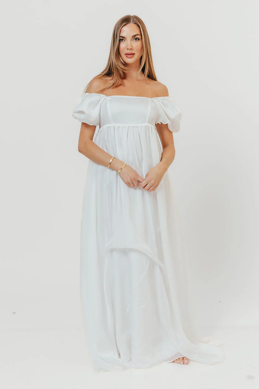 Maison Monochromatic Babydoll Maxi Dress in White - Image 2