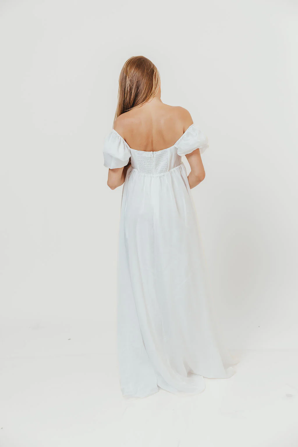 Maison Monochromatic Babydoll Maxi Dress in White - Image 5
