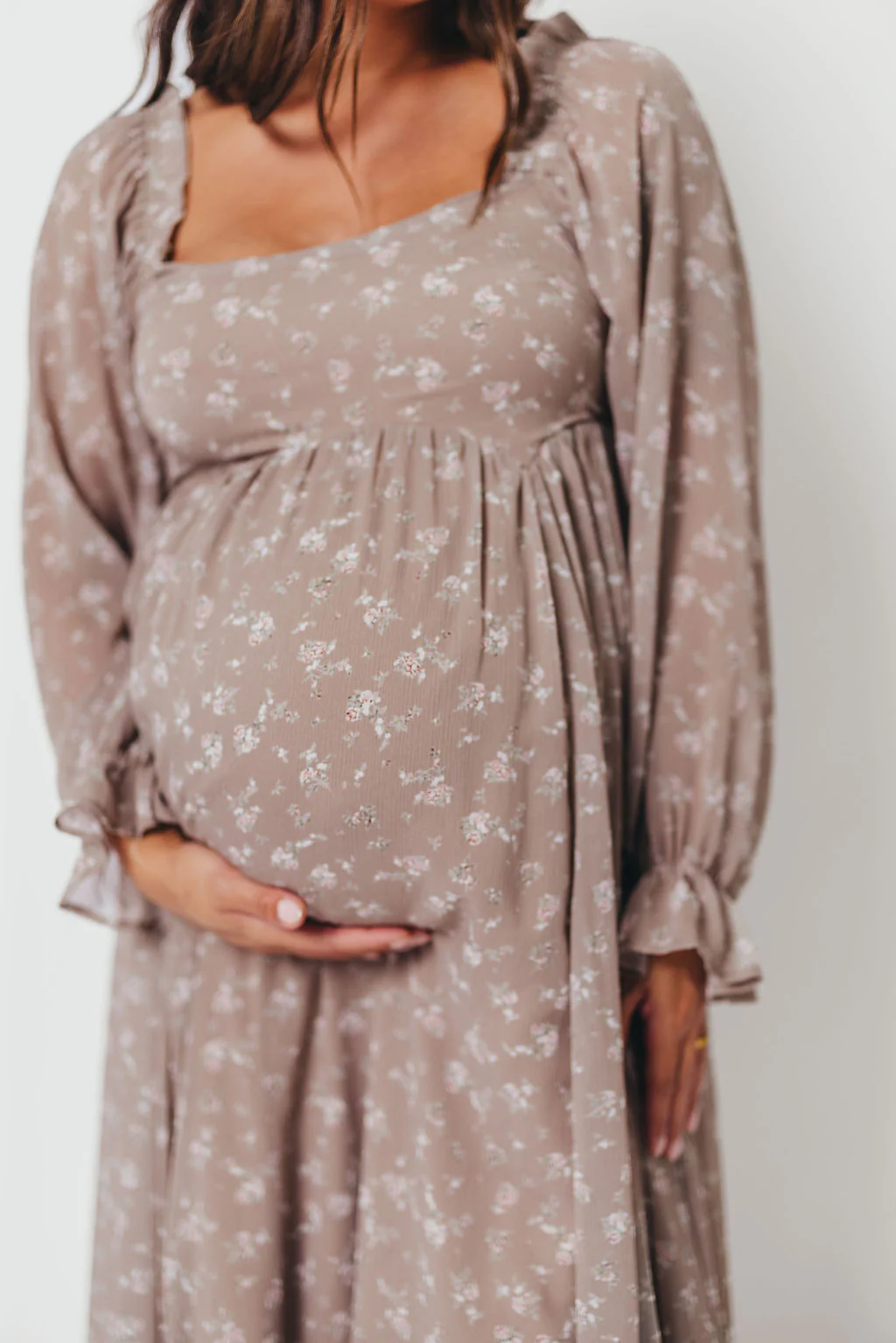 Amy Floral Long Sleeve Maxi Dress in Mocha Multi - Bump Friendly (Restocking in August) - Image 13