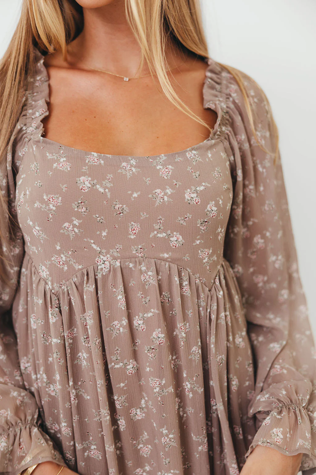 Amy Floral Long Sleeve Maxi Dress in Mocha Multi - Bump Friendly (Restocking in August) - Image 3