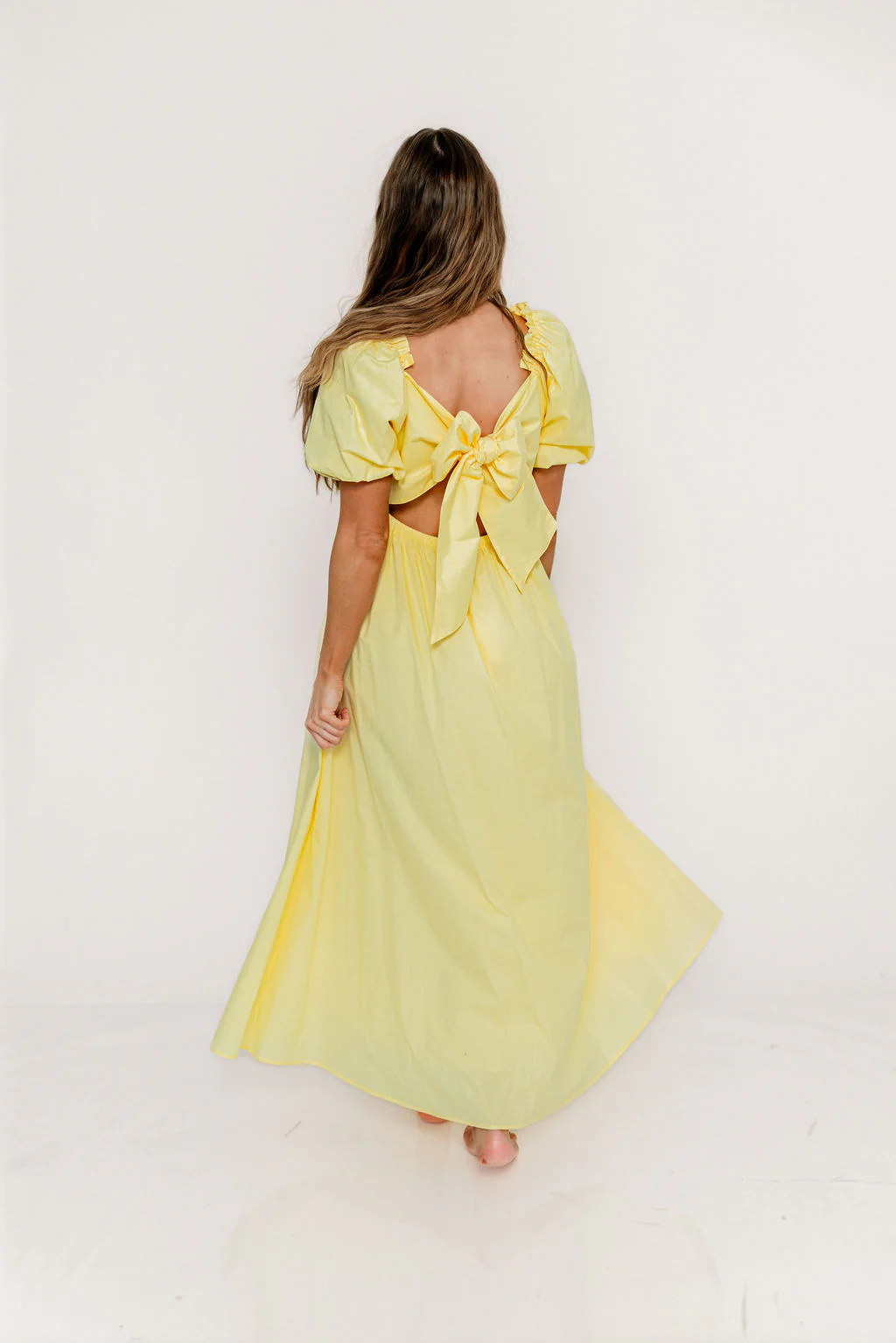 Melina Bubble Sleeve Maxi Dress in Butter Yellow - Image 3