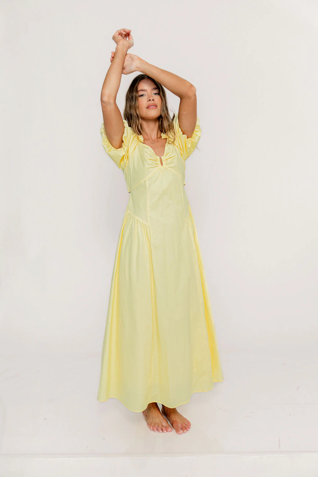 Melina Bubble Sleeve Maxi Dress in Butter Yellow - Image 7