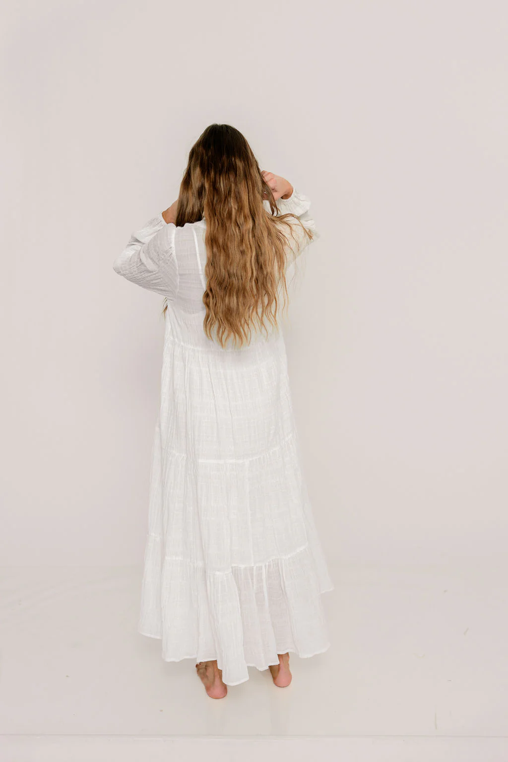 Anna Cotton-Blend Button Down Maxi Dress in Ivory - Bump Friendly - Image 10