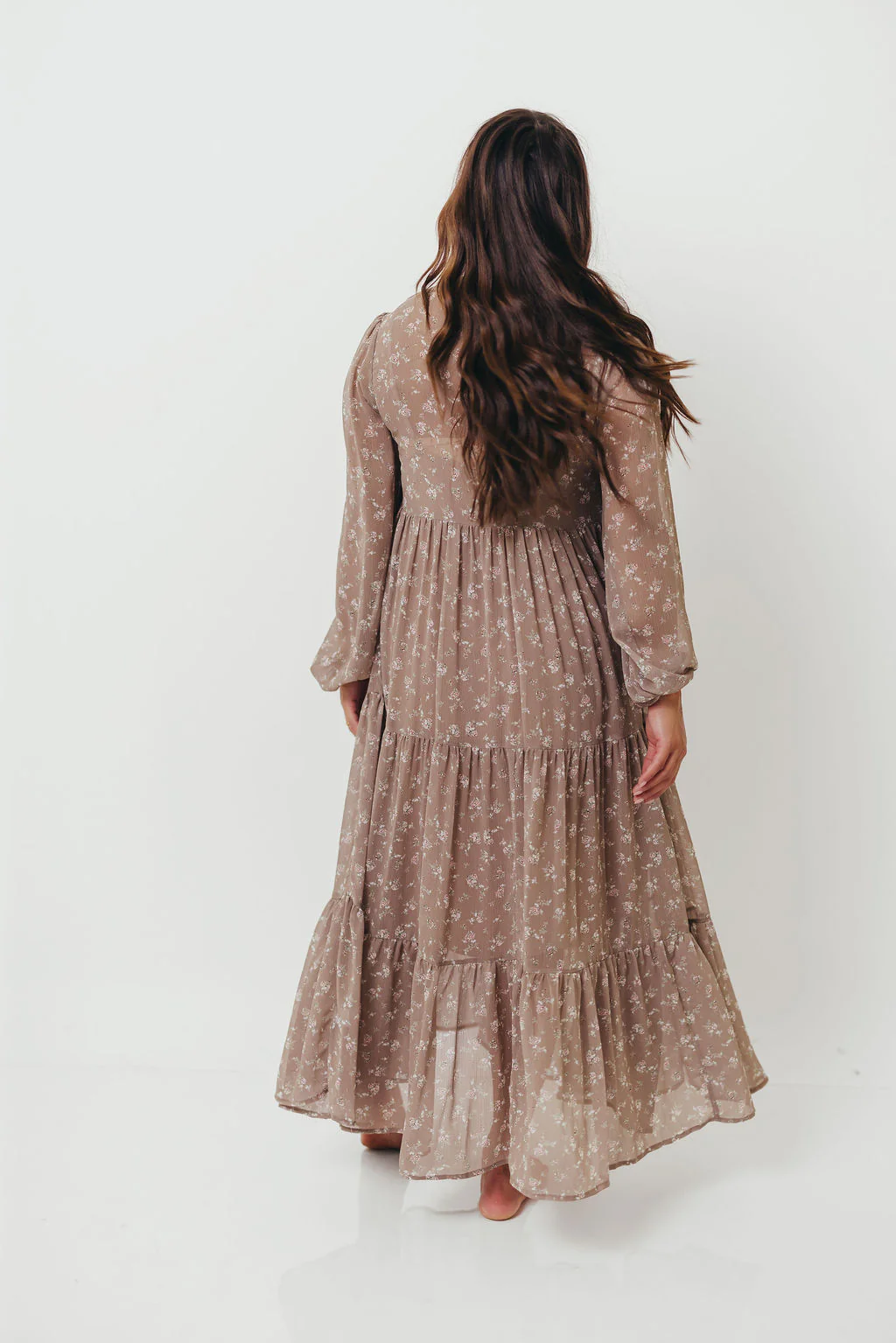 Anna Floral Print Button Front Duster Maxi W/Slip in Mocha Multi - Bump Friendly - Image 14