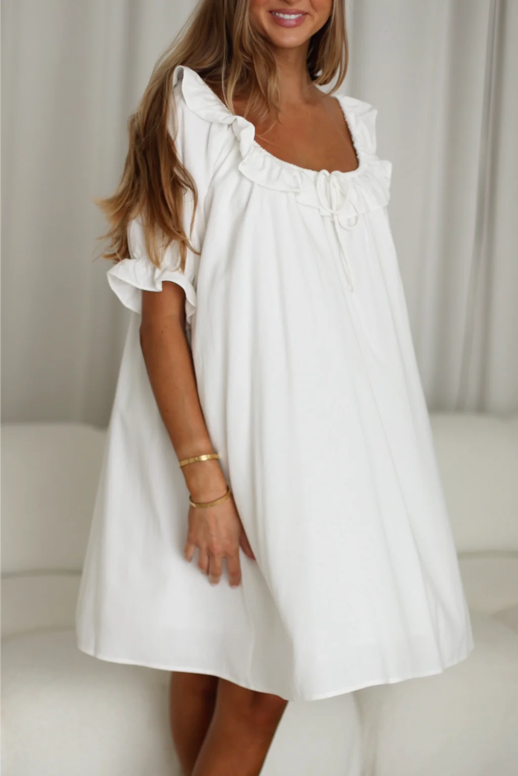 Betty Mini Dress in Off-White - Image 16