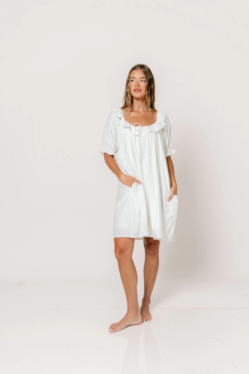 Betty Mini Dress in Off-White - Image 4