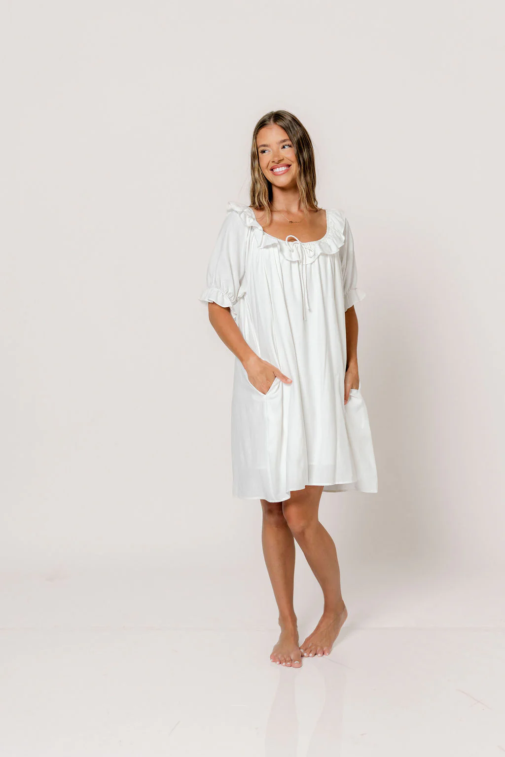 Betty Mini Dress in Off-White - Image 6