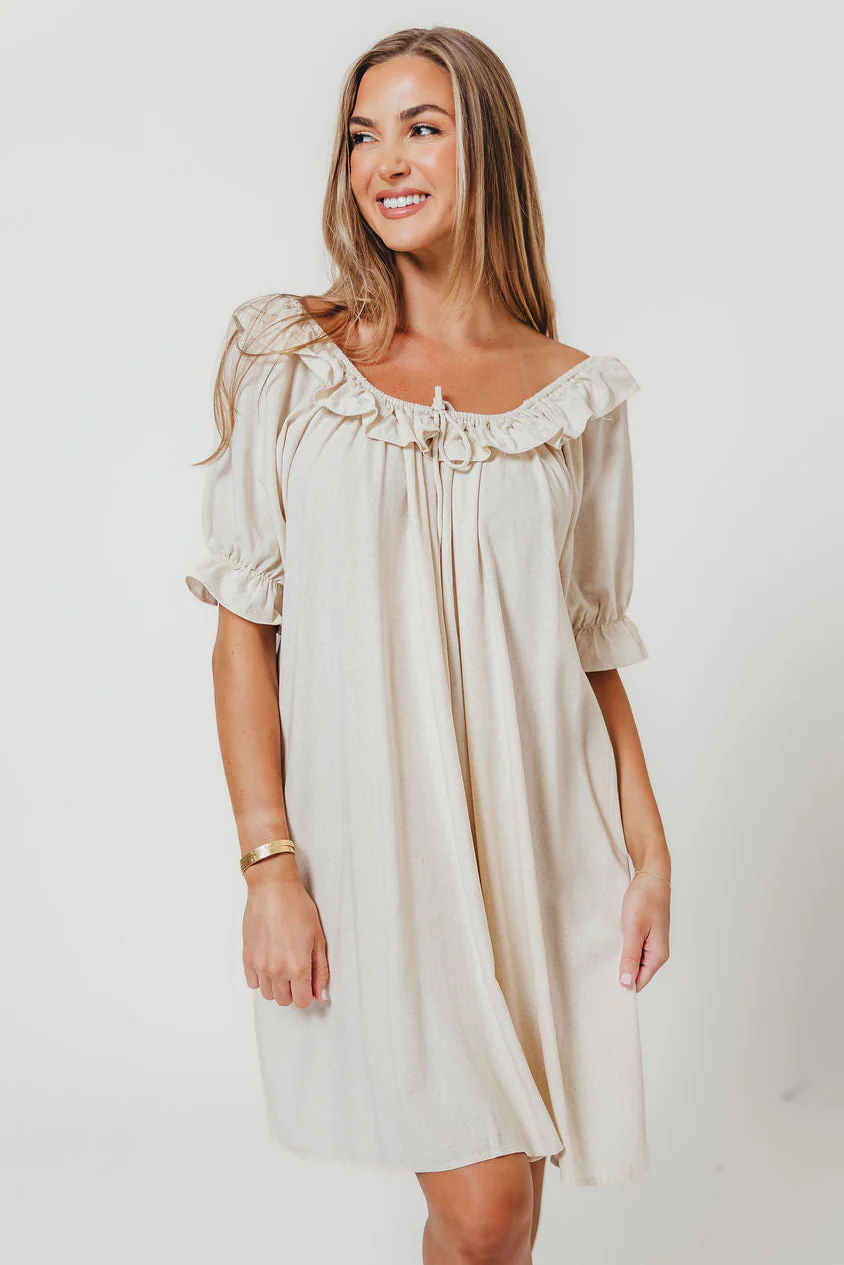 Betty Mini Dress in Linen Blend