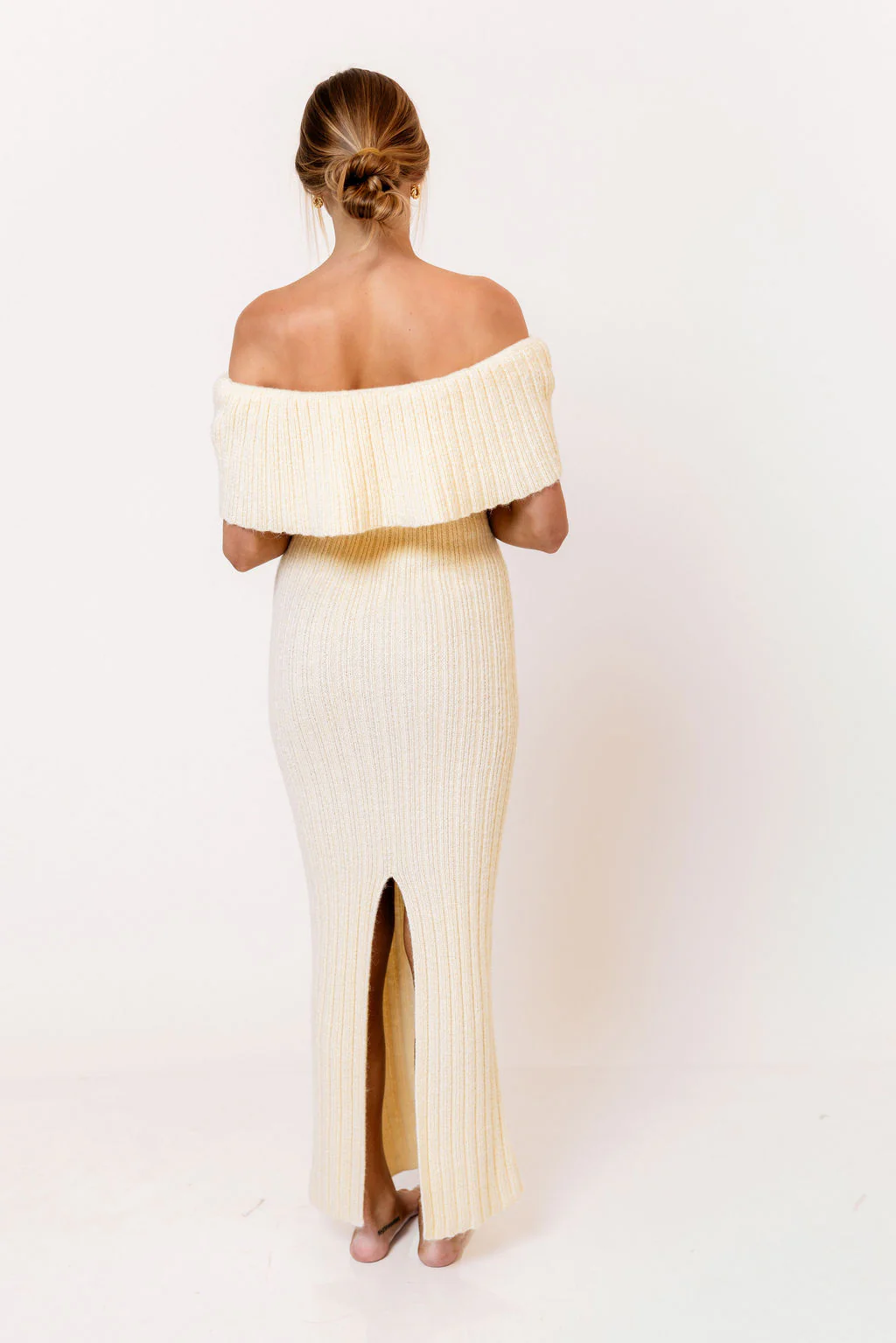 Aston Bow Front Maxi Sweater Dress in Butter Yellow - Bump Friendly - Image 13