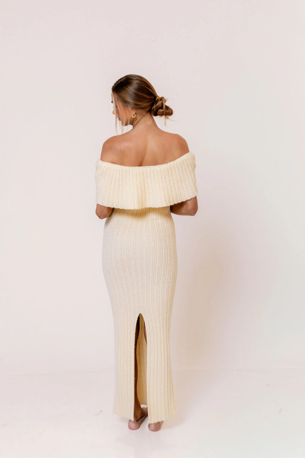 Aston Bow Front Maxi Sweater Dress in Butter Yellow - Bump Friendly - Image 14