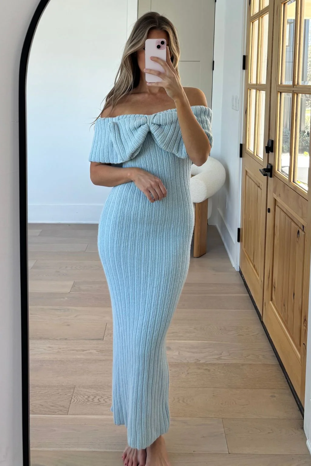 Aston Bow Front Maxi Sweater Dress in Ice Metal – Bump Friendly & Inclusive Sizing (XS-3XL) - Image 19