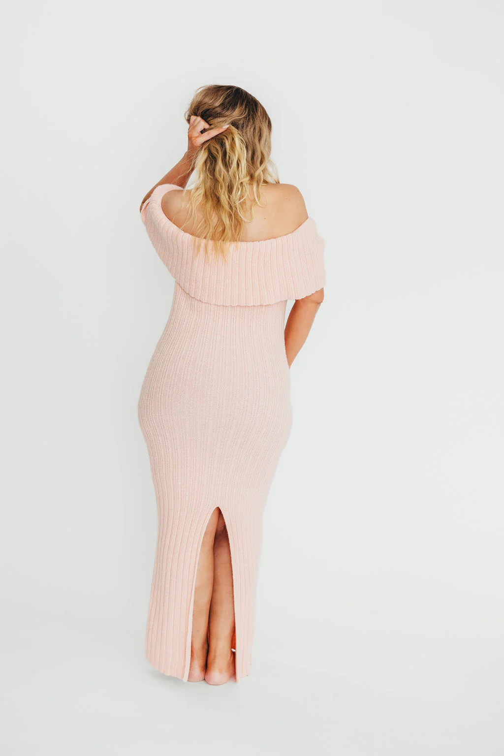 Aston Bow Front Maxi Sweater Dress in Pinkish Petal – Bump Friendly & Inclusive Sizing (XS-3XL) - Image 8