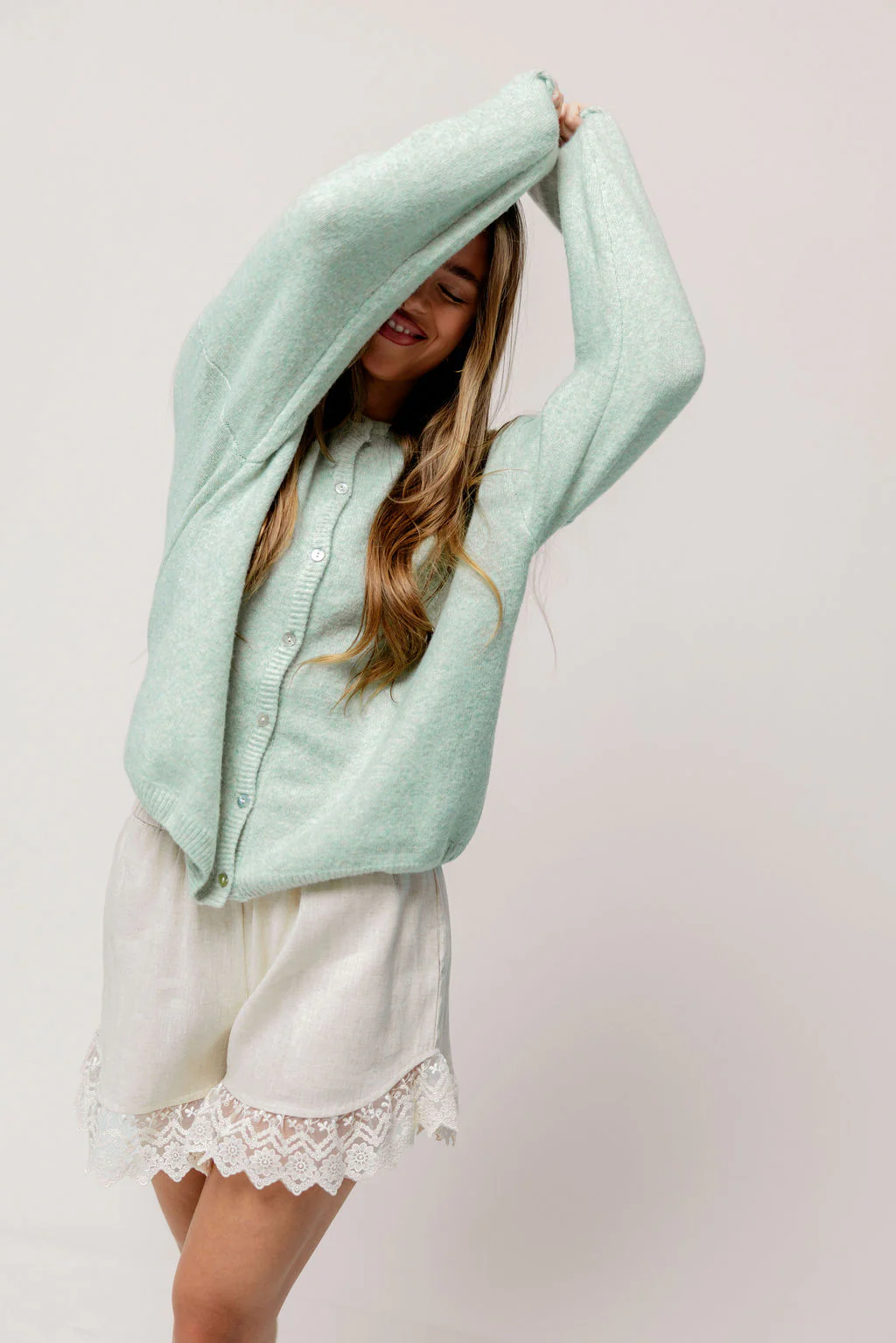 Aurora Cardigan Top in Mint - Image 2