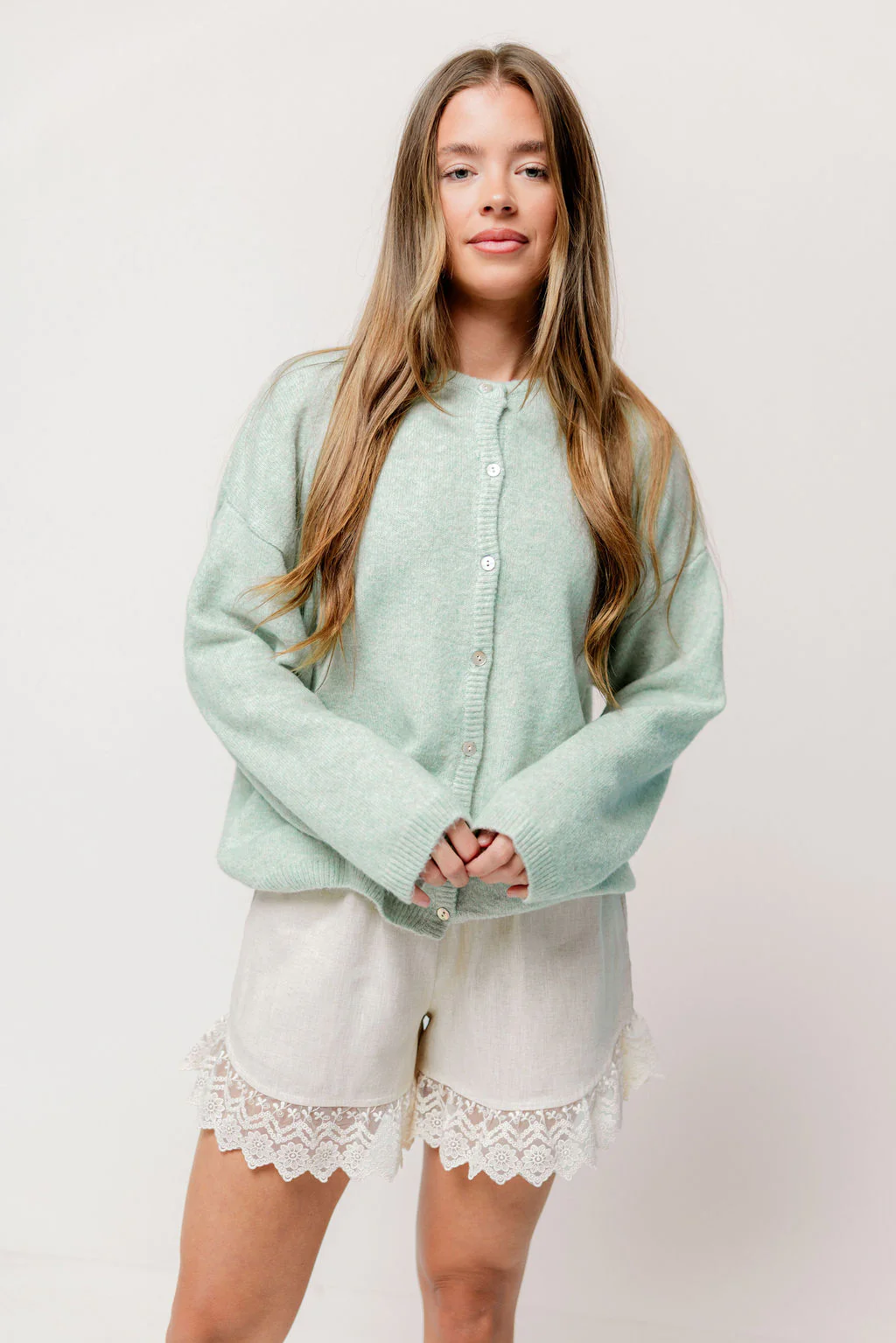 Aurora Cardigan Top in Mint - Image 3