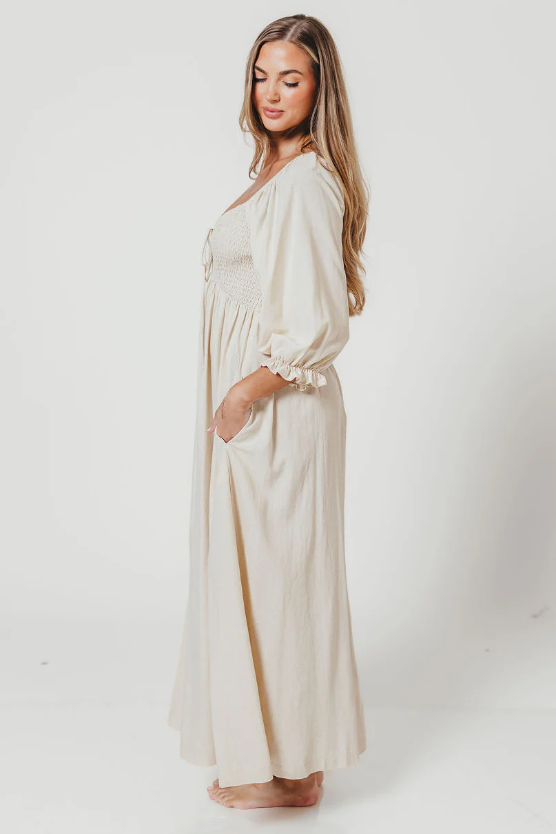 Cecilia Maxi Dress in Linen Blend - Bump Friendly - Image 3