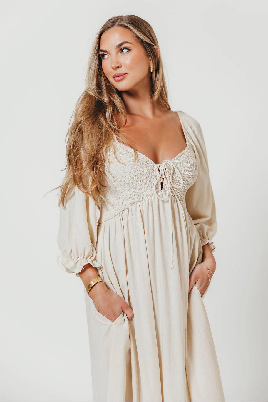 Cecilia Maxi Dress in Linen Blend - Bump Friendly - Image 4