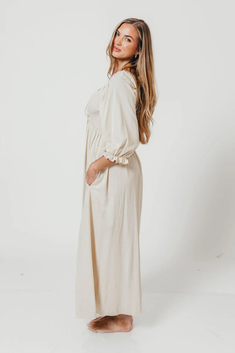Cecilia Maxi Dress in Linen Blend - Bump Friendly - Image 5