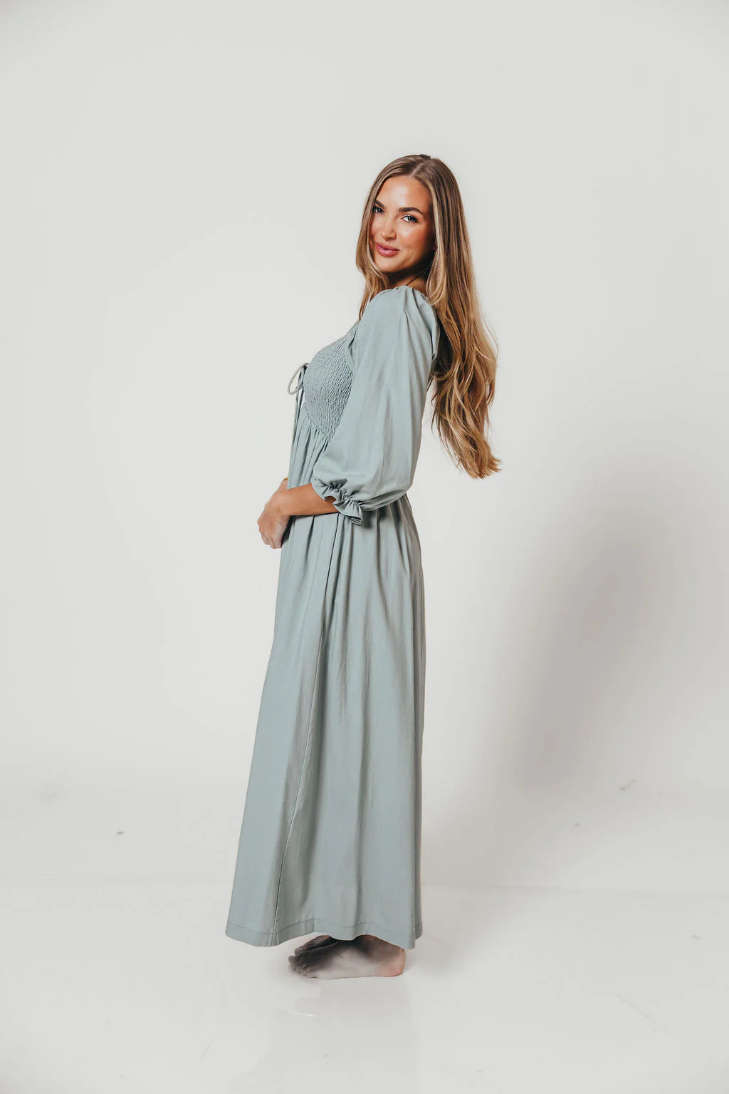 Cecilia Maxi Dress in Sage - Bump Friendly - Image 4