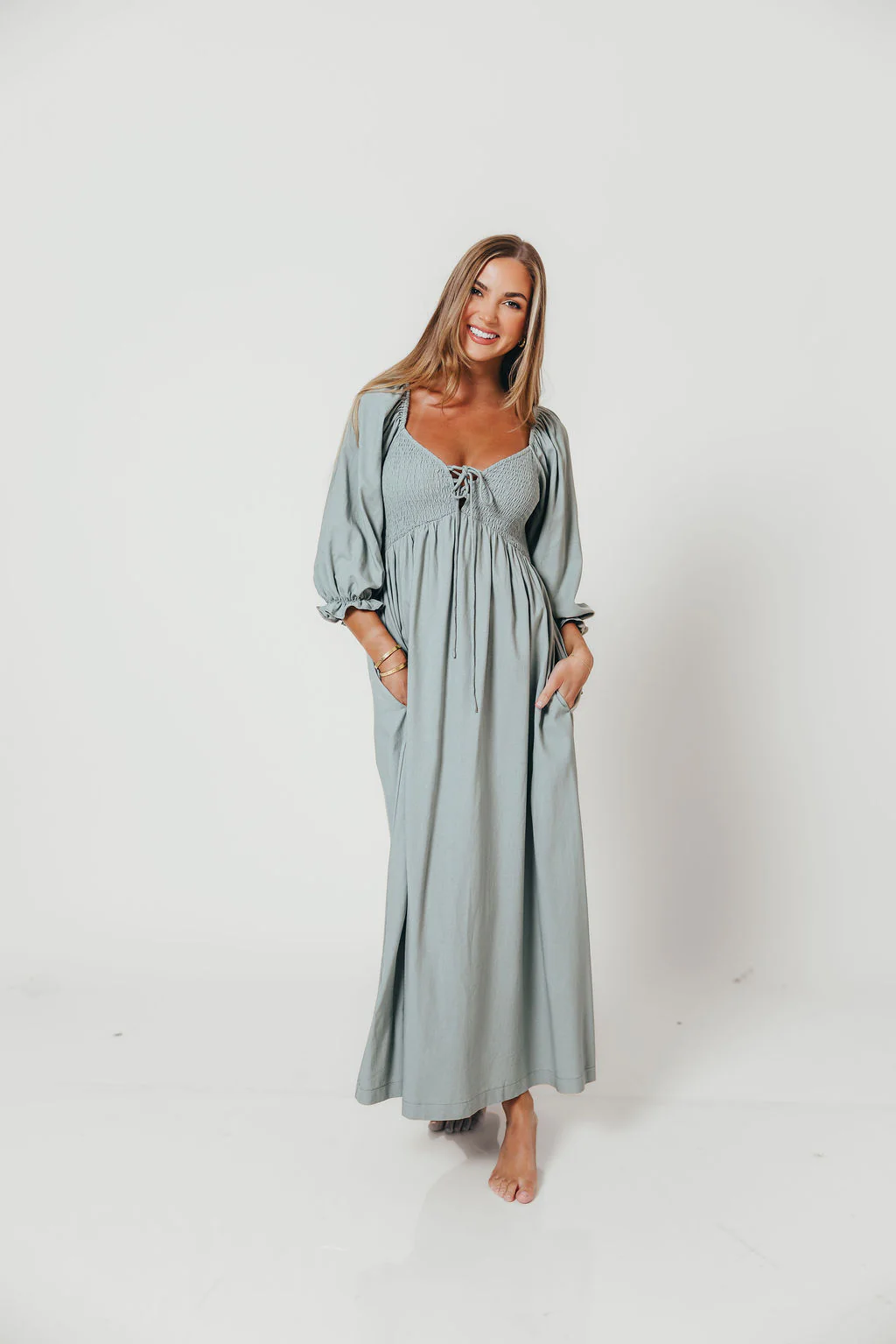 Cecilia Maxi Dress in Sage - Bump Friendly - Image 6