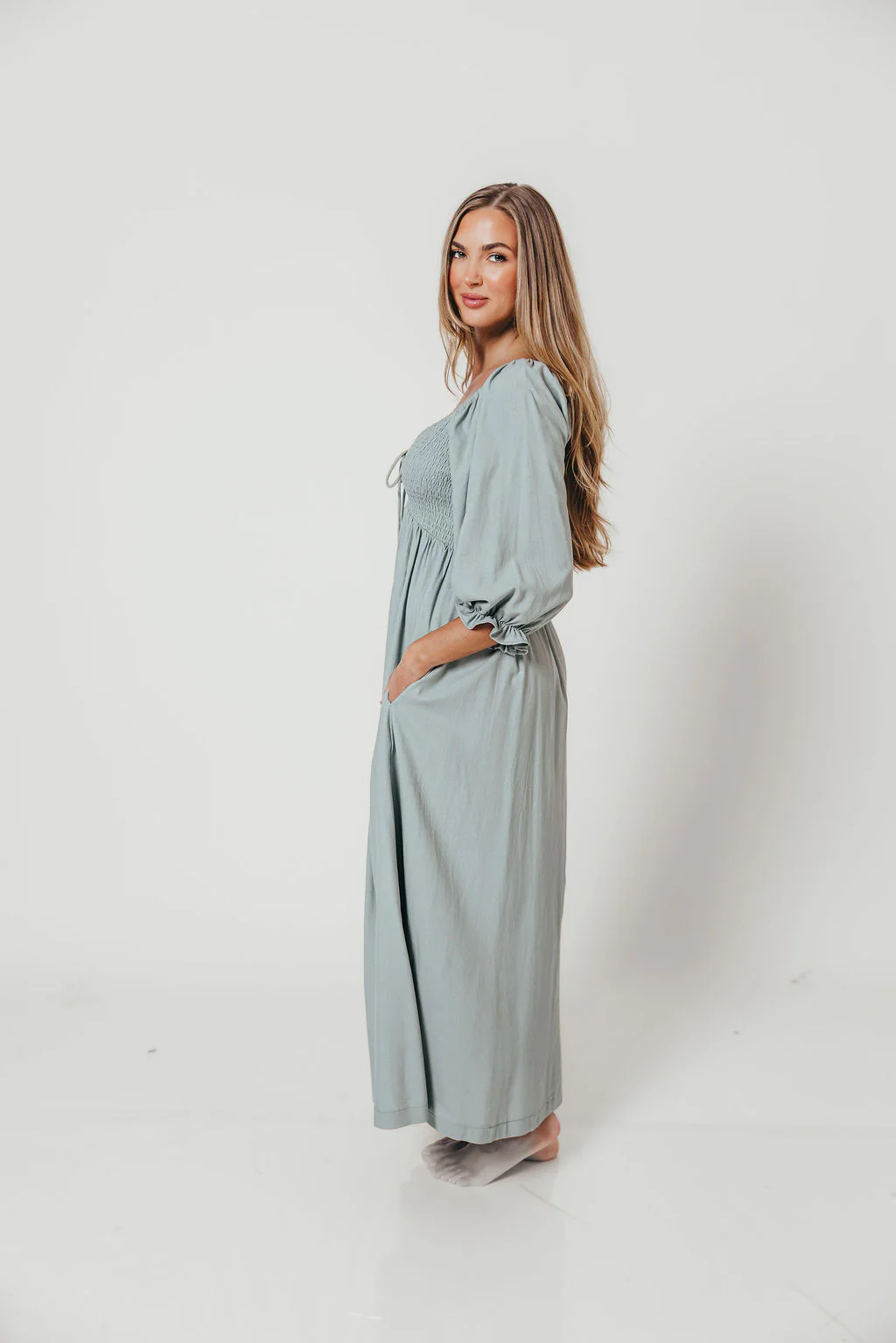 Cecilia Maxi Dress in Sage - Bump Friendly - Image 7