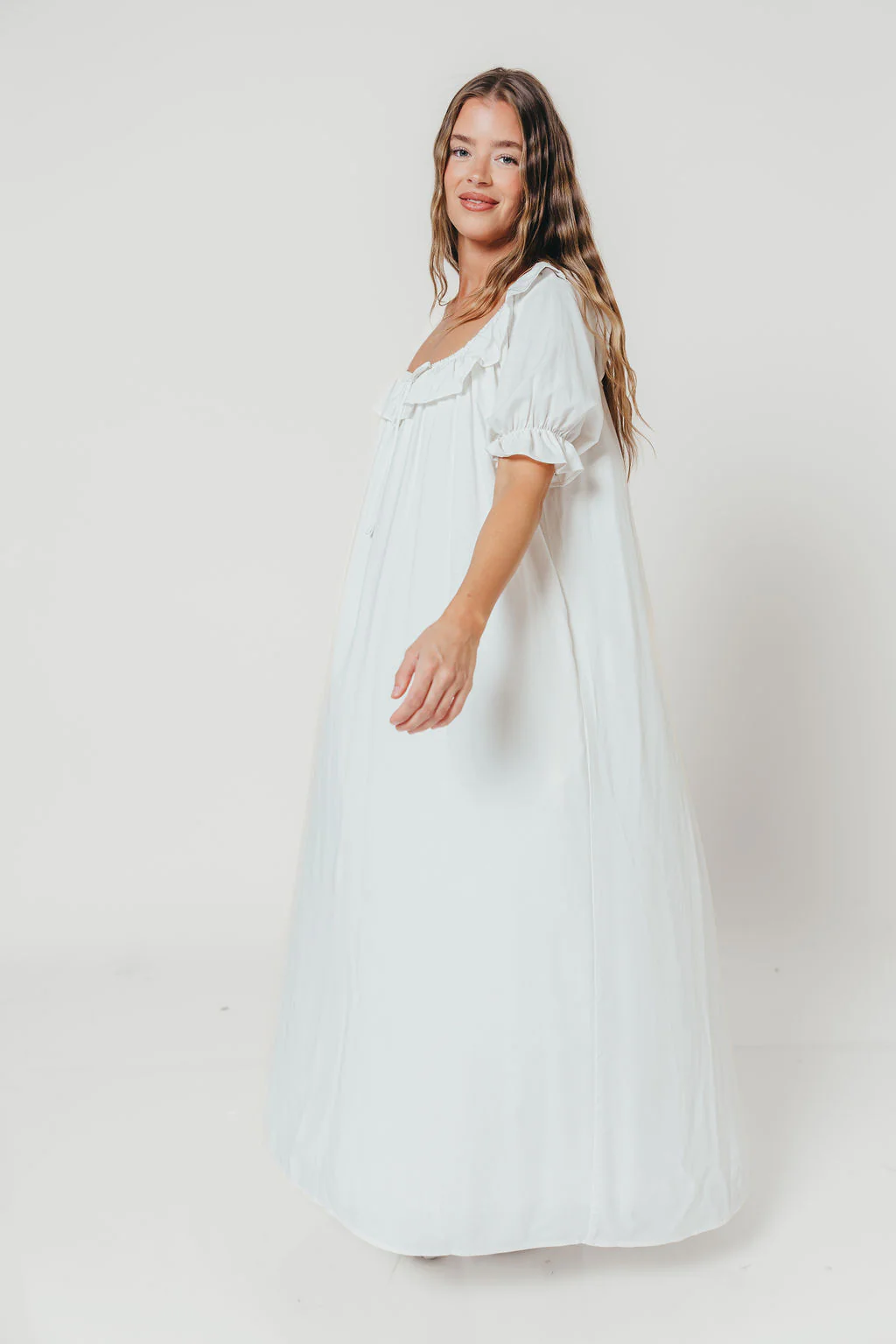 Audrey Linen Blend Maxi Dress in Off-White - Image 6
