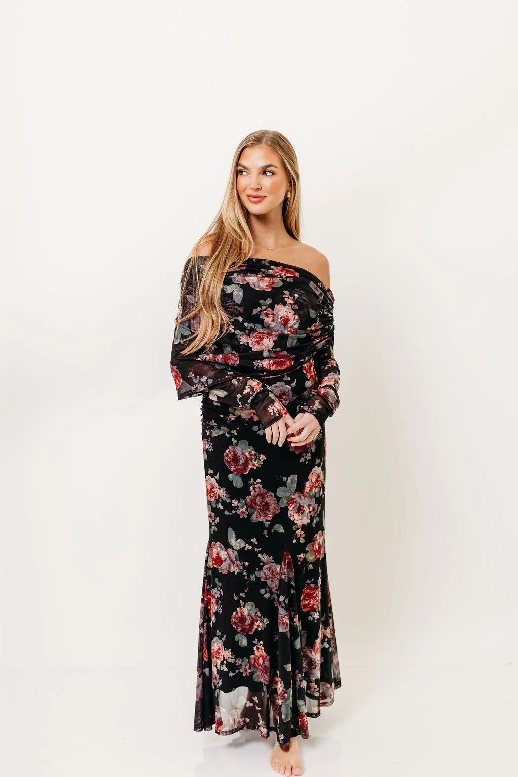 Azaleia Maxi Dress in Black Floral - Size up for Bump - Image 10