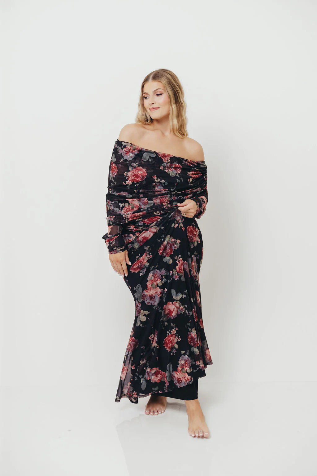 Azaleia Maxi Dress in Black Floral - Size up for Bump - Image 11