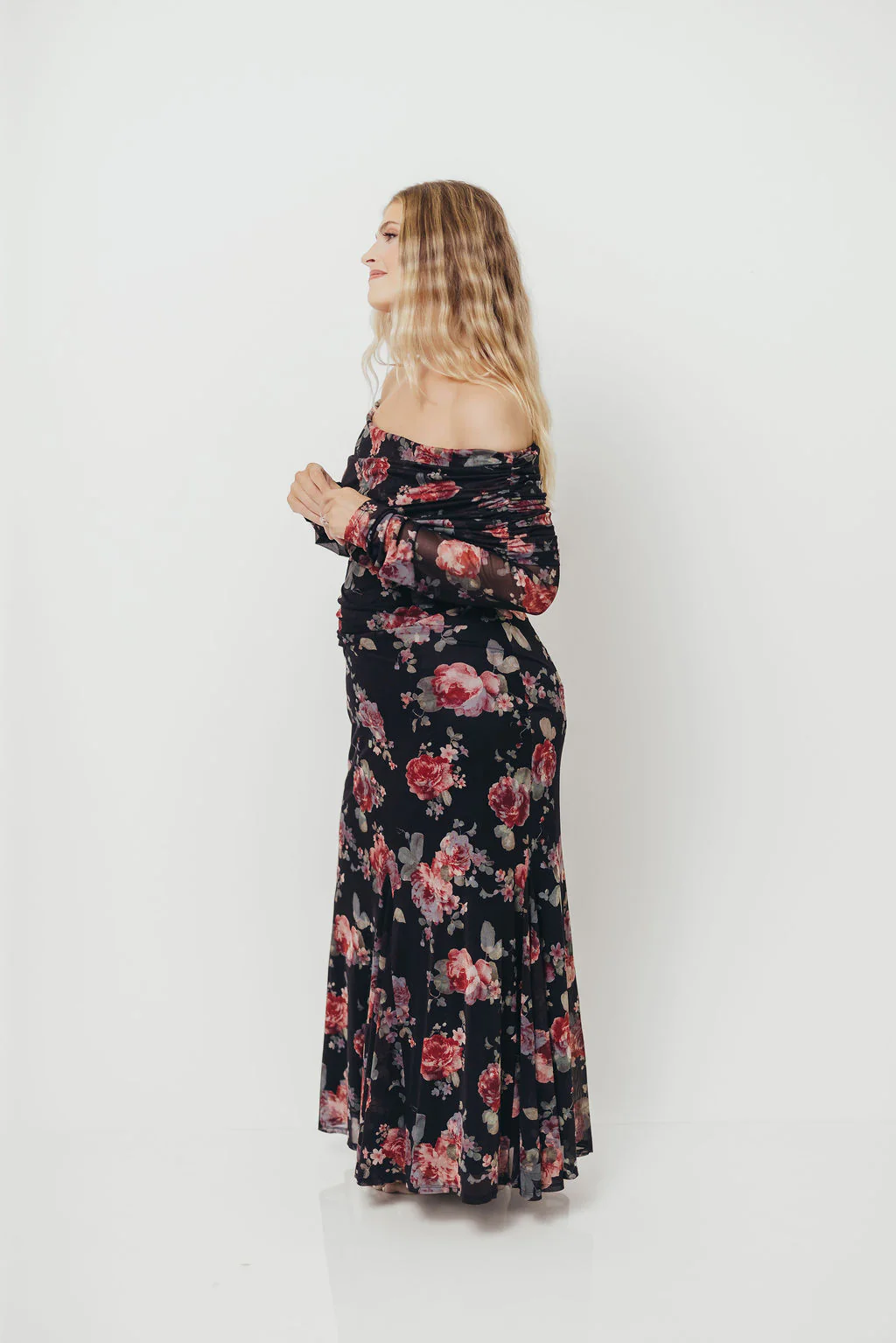 Azaleia Maxi Dress in Black Floral - Size up for Bump - Image 12