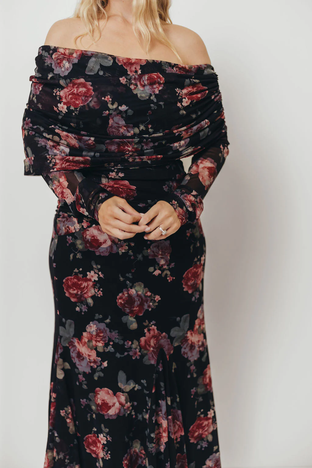 Azaleia Maxi Dress in Black Floral - Size up for Bump - Image 15
