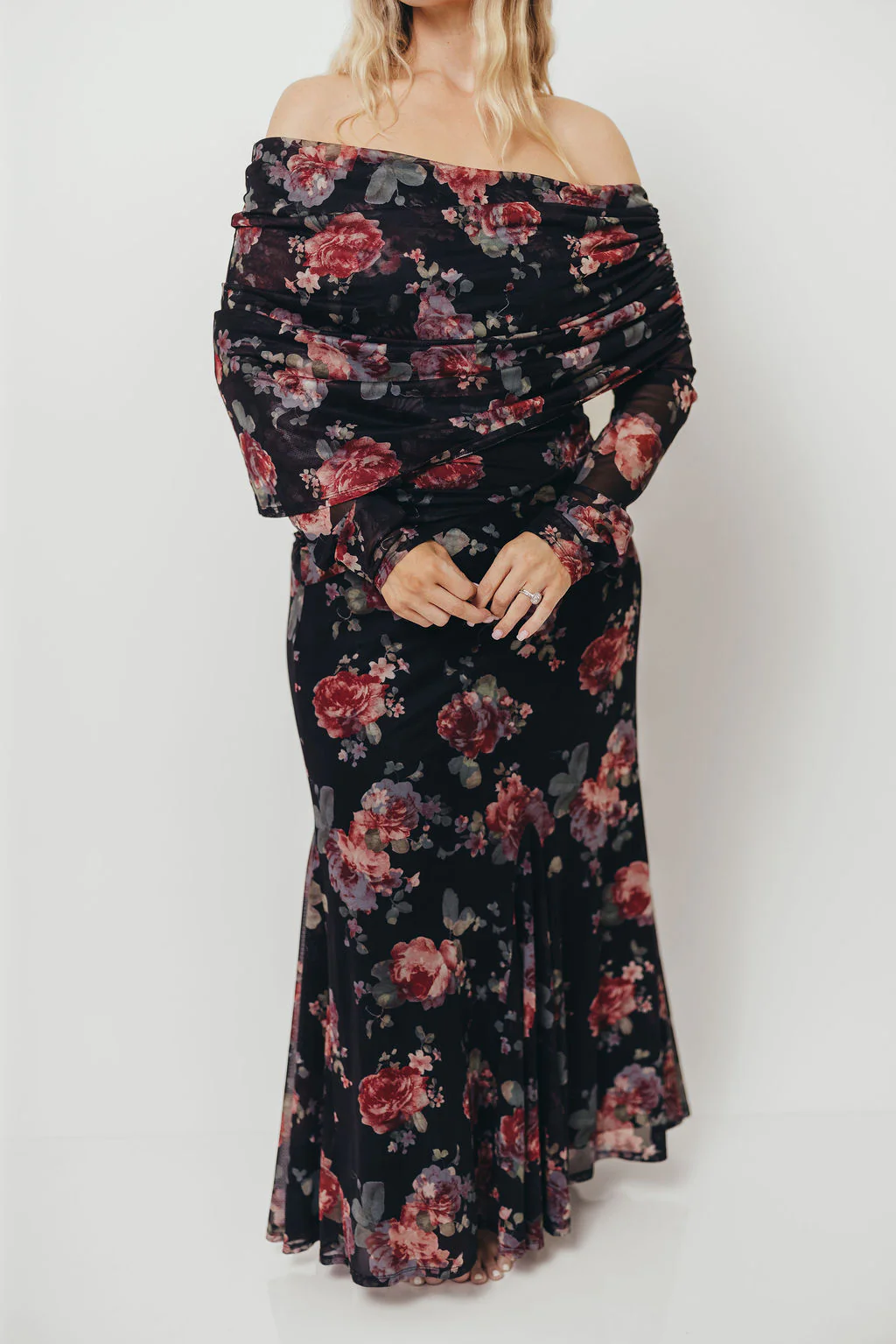 Azaleia Maxi Dress in Black Floral - Size up for Bump - Image 16