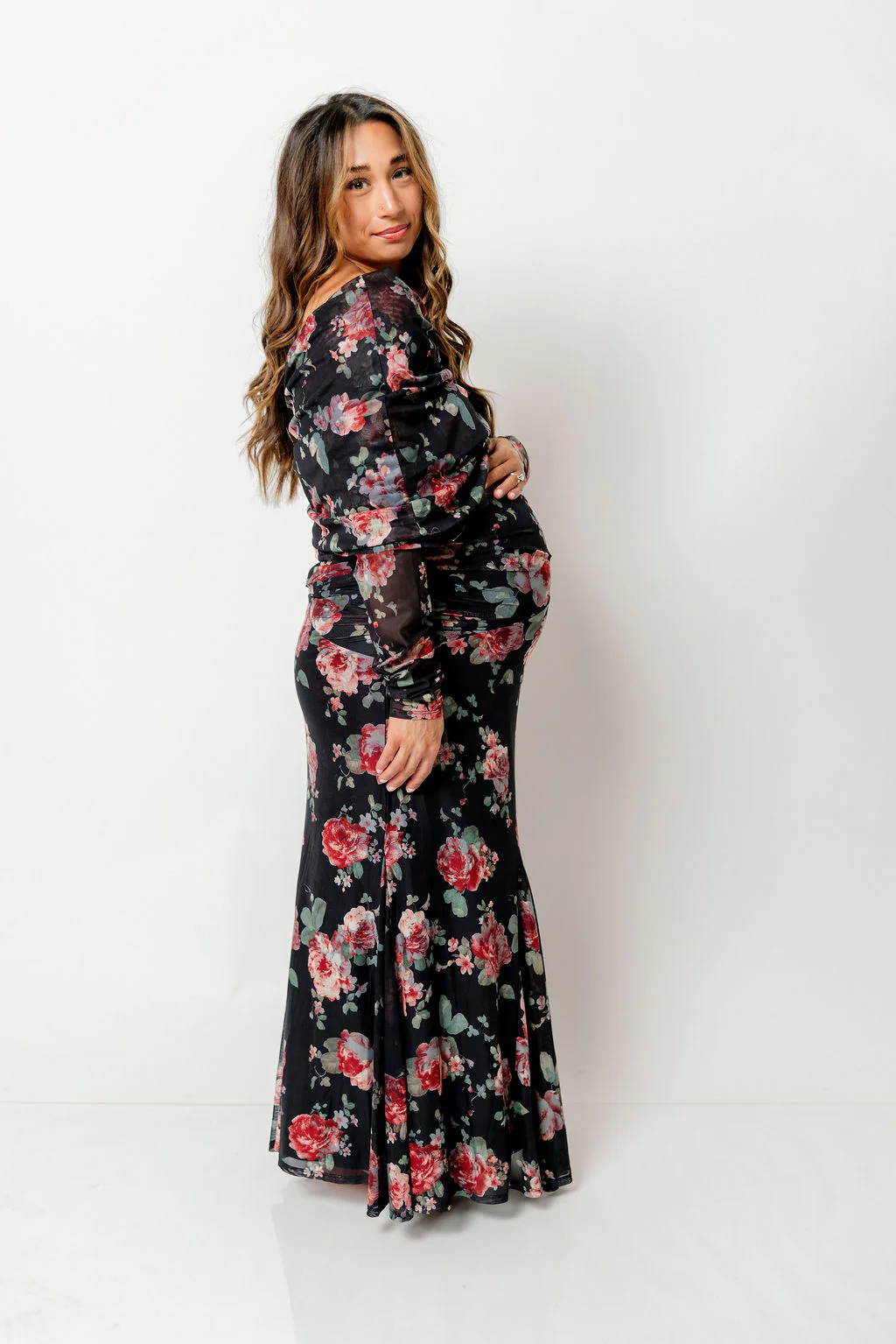 Azaleia Maxi Dress in Black Floral - Size up for Bump - Image 17