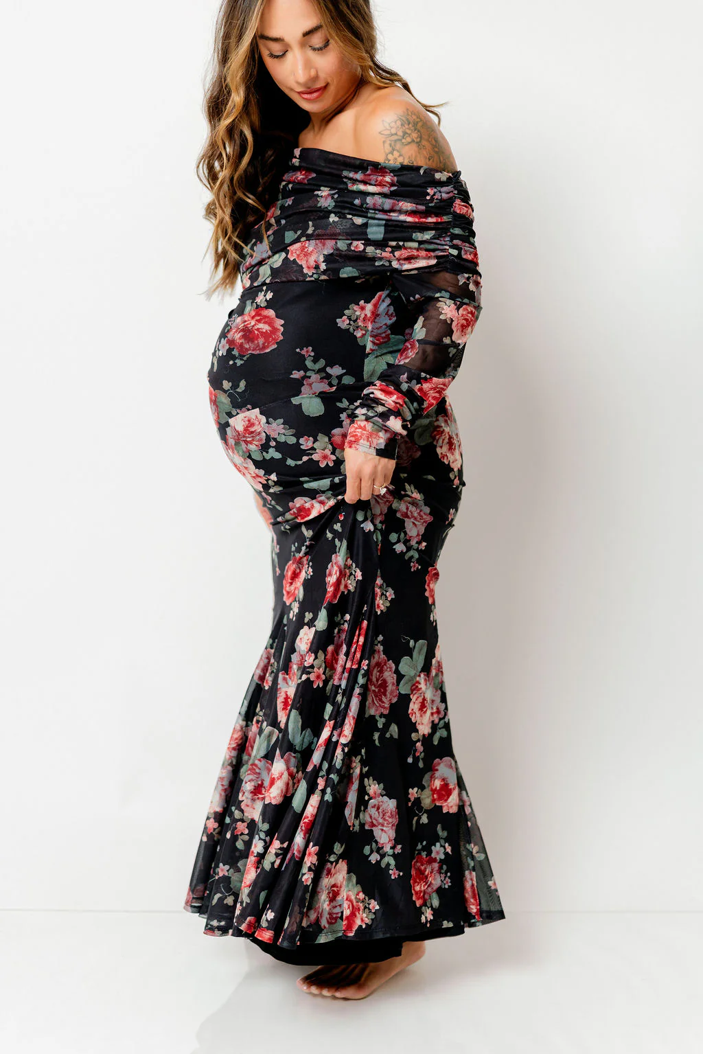 Azaleia Maxi Dress in Black Floral - Size up for Bump - Image 18