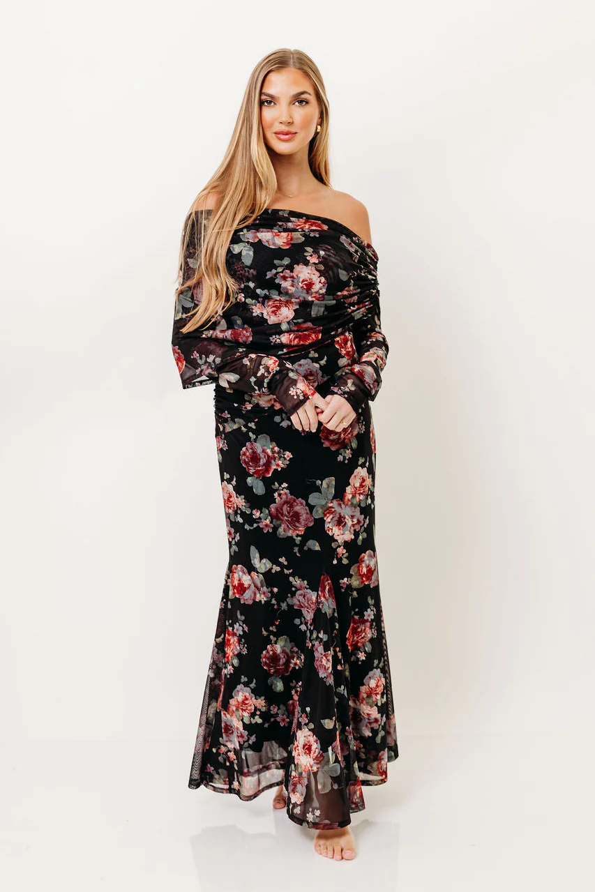 Azaleia Maxi Dress in Black Floral - Size up for Bump - Image 2