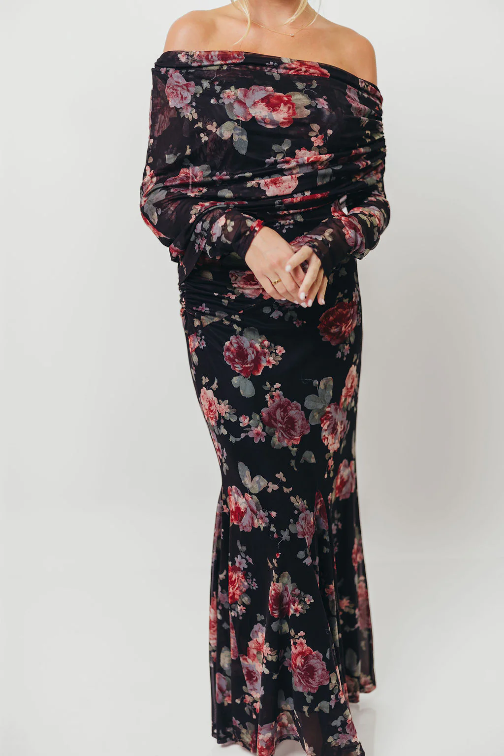 Azaleia Maxi Dress in Black Floral - Size up for Bump - Image 3