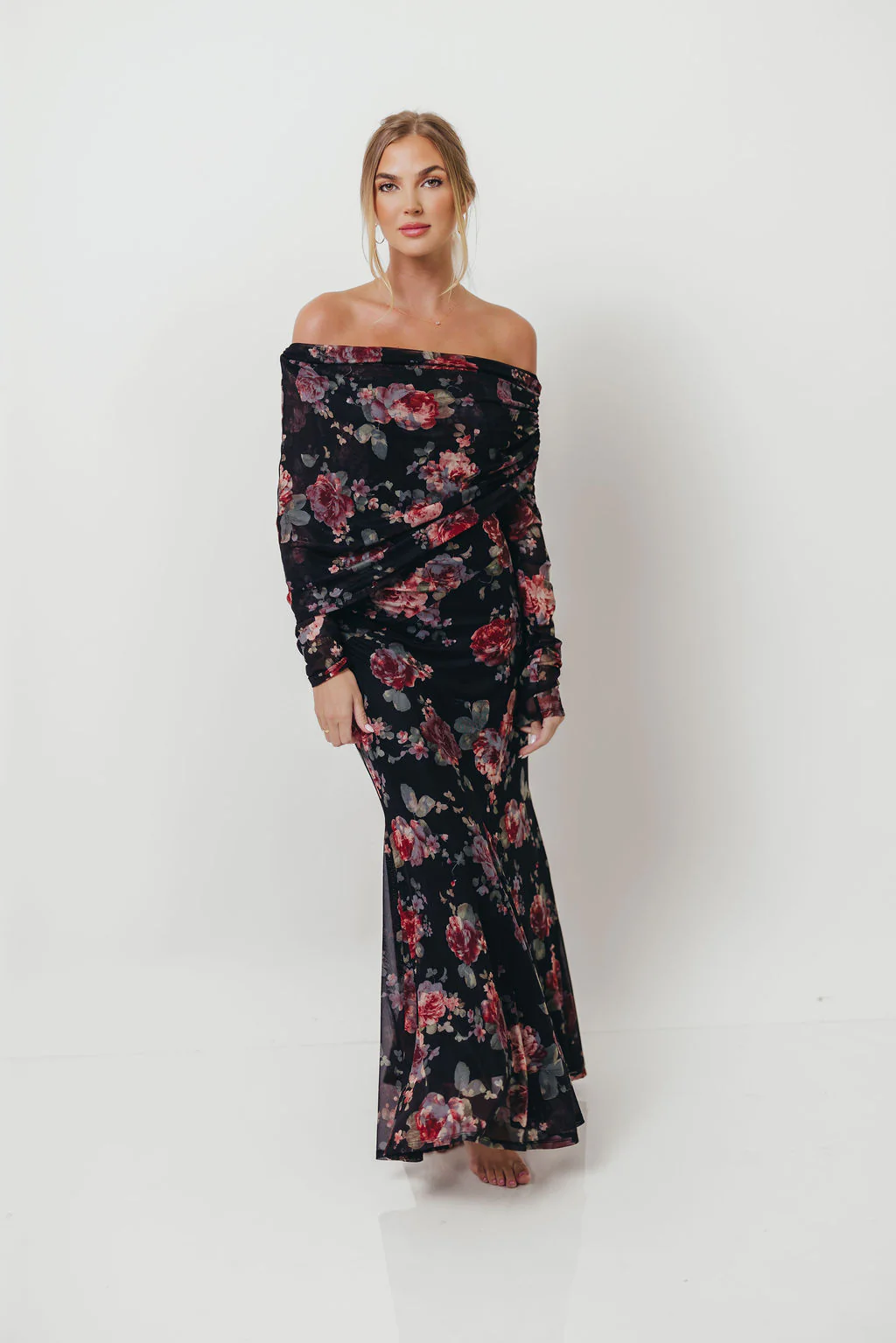 Azaleia Maxi Dress in Black Floral - Size up for Bump - Image 4