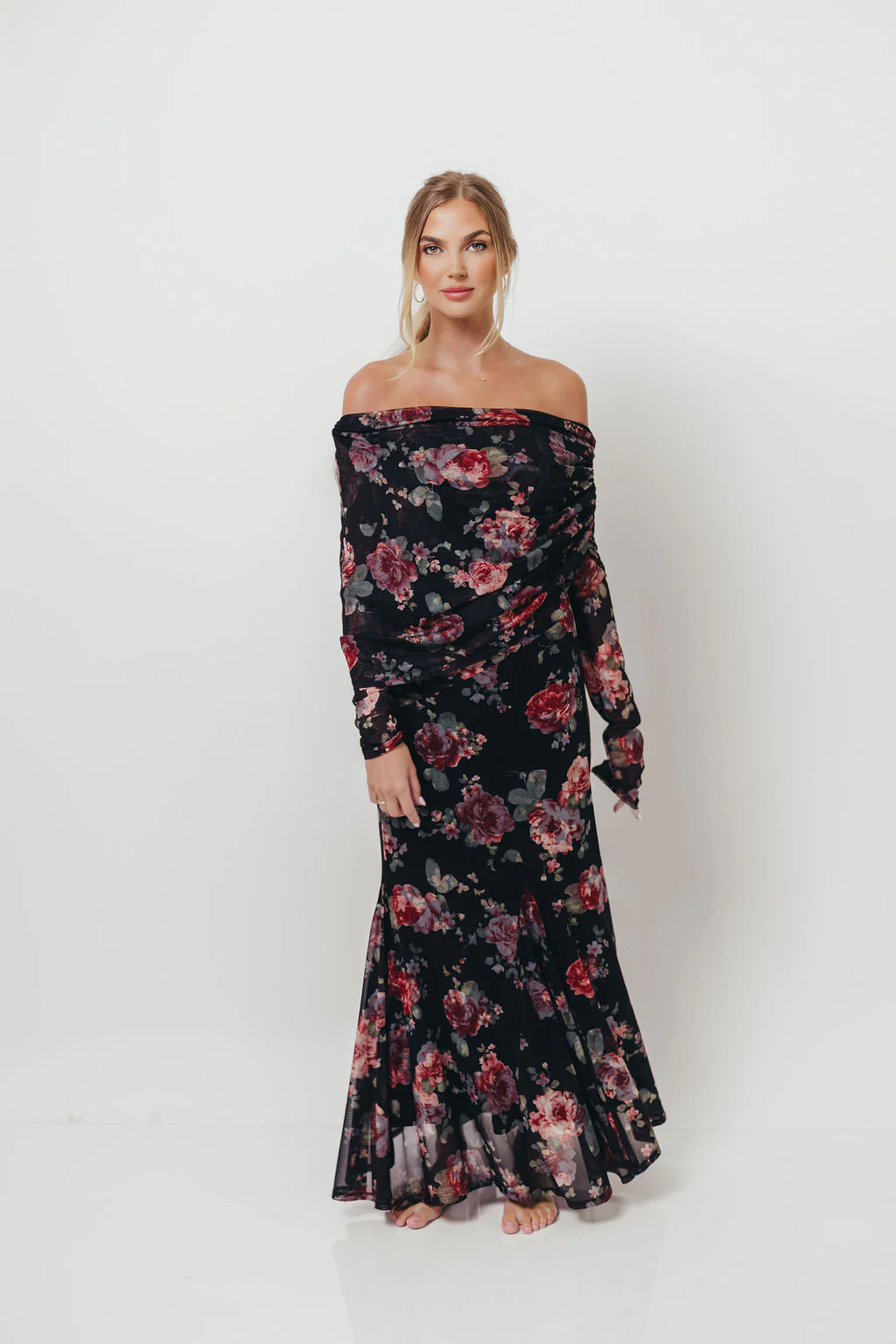 Azaleia Maxi Dress in Black Floral - Size up for Bump - Image 6