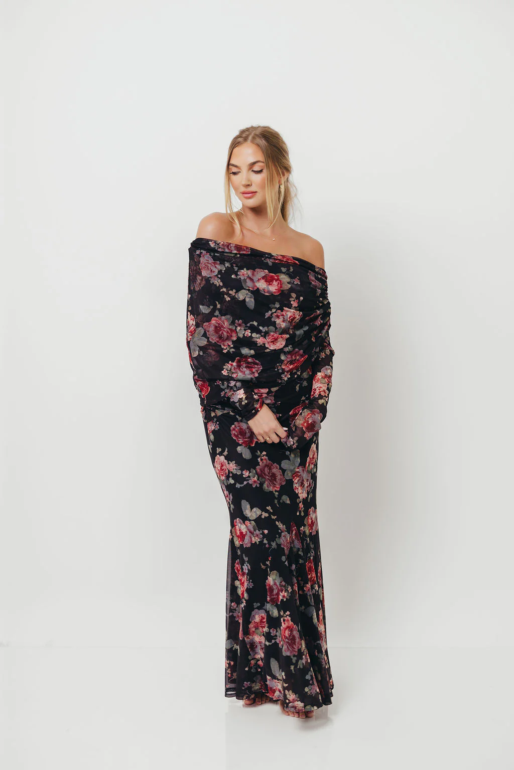 Azaleia Maxi Dress in Black Floral - Size up for Bump - Image 7