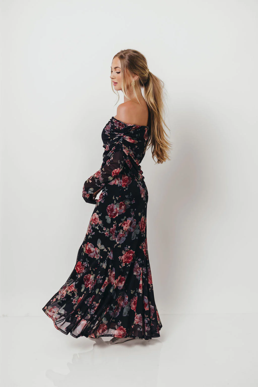 Azaleia Maxi Dress in Black Floral - Size up for Bump - Image 8