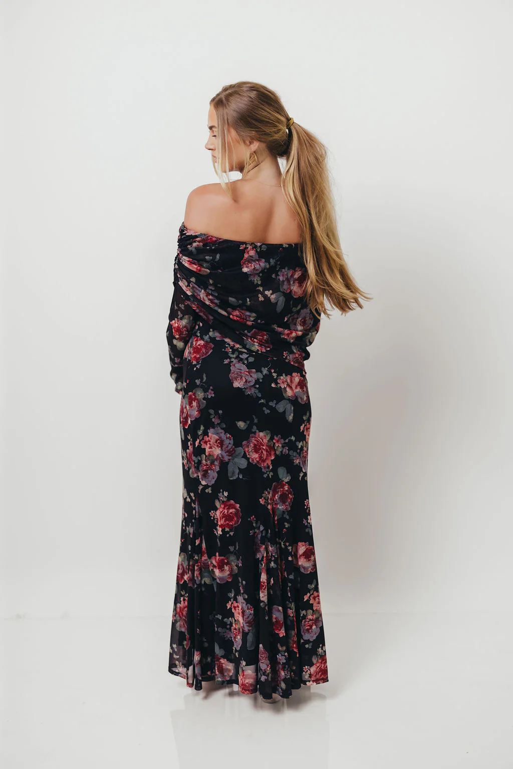 Azaleia Maxi Dress in Black Floral - Size up for Bump - Image 9