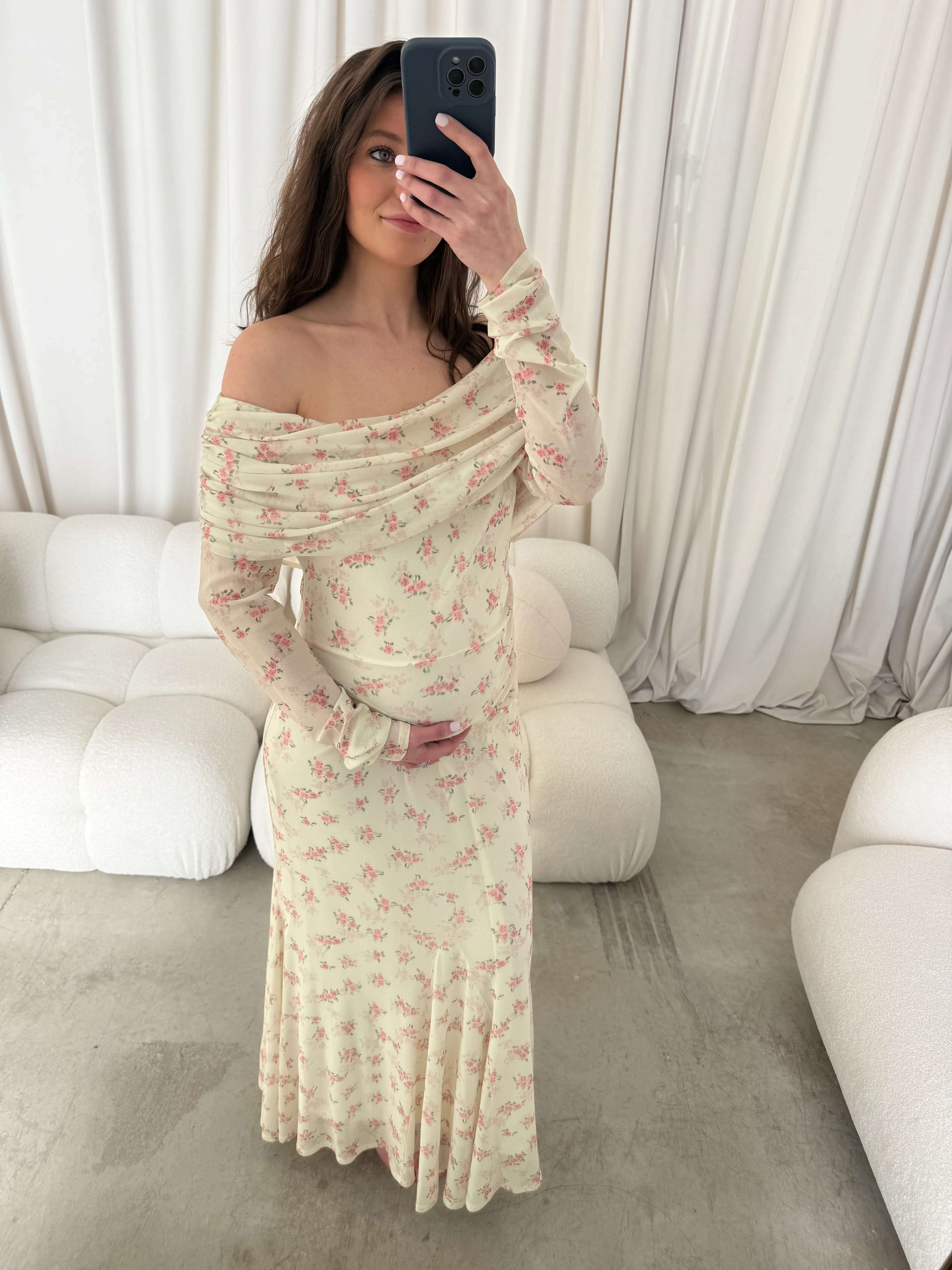 Azaleia Maxi Dress in Blush Floral - Bump Friendly - Size Up for Maternity - Image 11