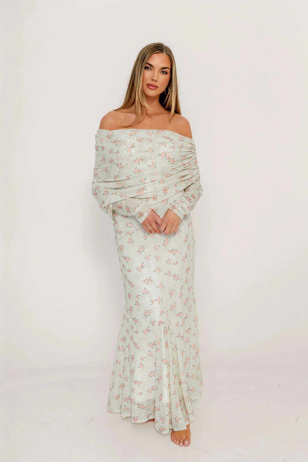 Azaleia Maxi Dress in Blush Floral - Bump Friendly - Size Up for Maternity - Image 2